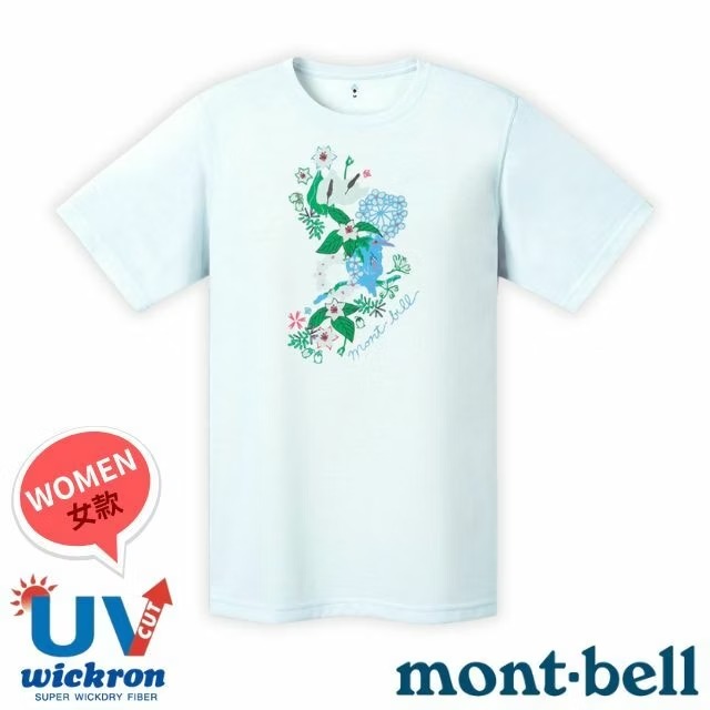【mont-bell】女 Wickron 吸濕排汗短袖T恤(鳥語花)圓領衫.運動上衣/1114788 WT 白✿30E010